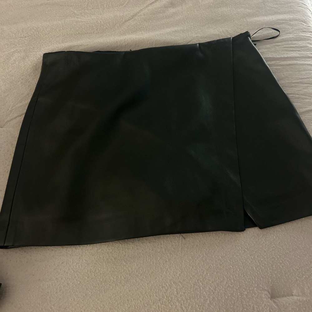 Mango Black Faux Leather Detail Skirt
